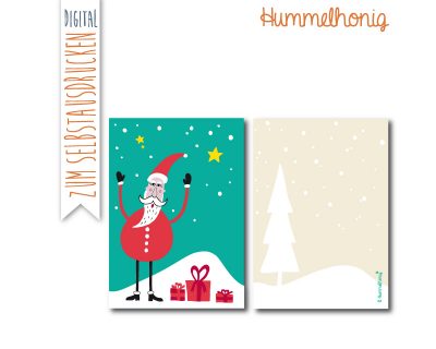 Printable Postkarte Weihnachtsmann