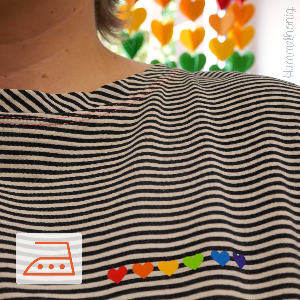 Bügelbild Herzen Regenbogen Plott