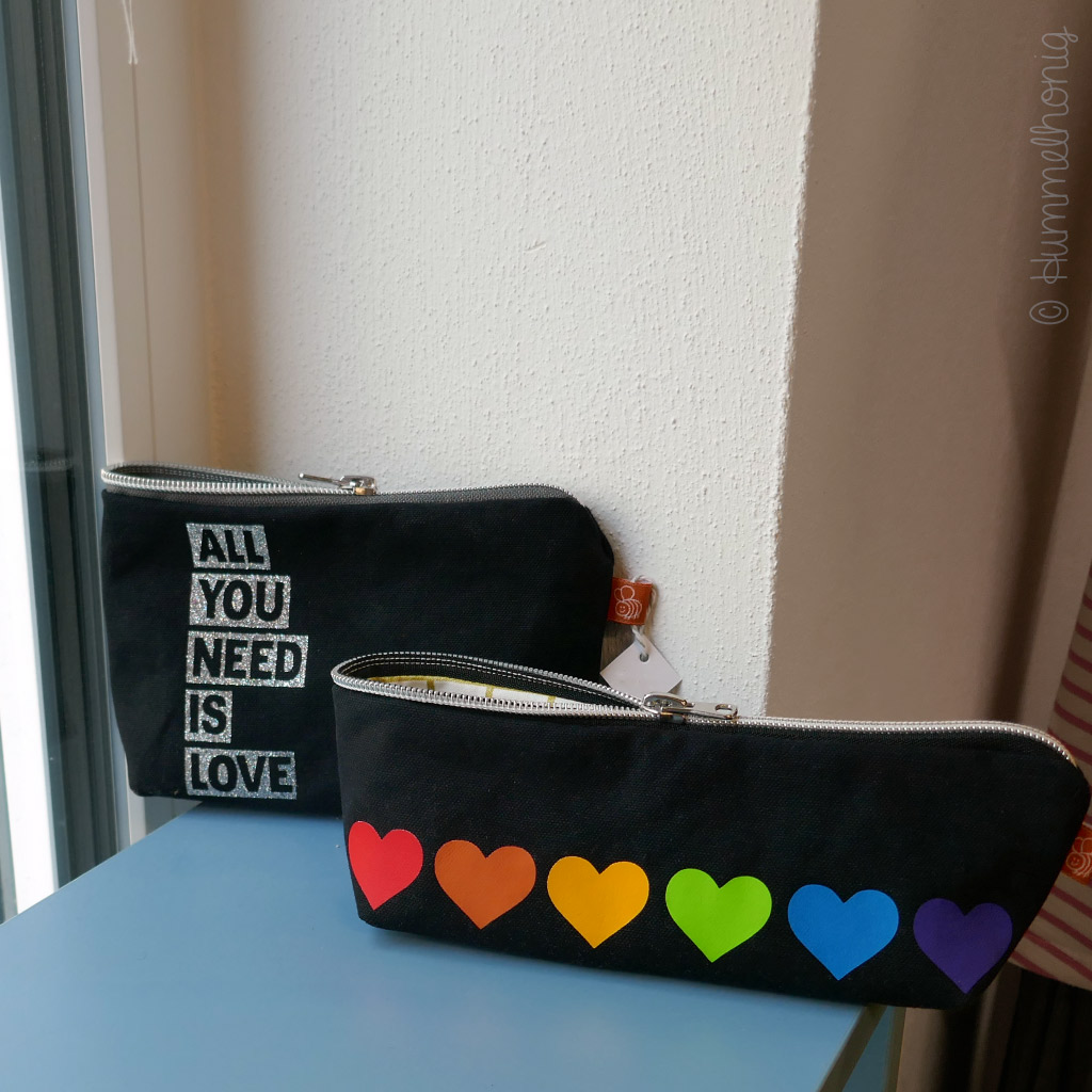 Bügelbild Herzen Regenbogen Plott