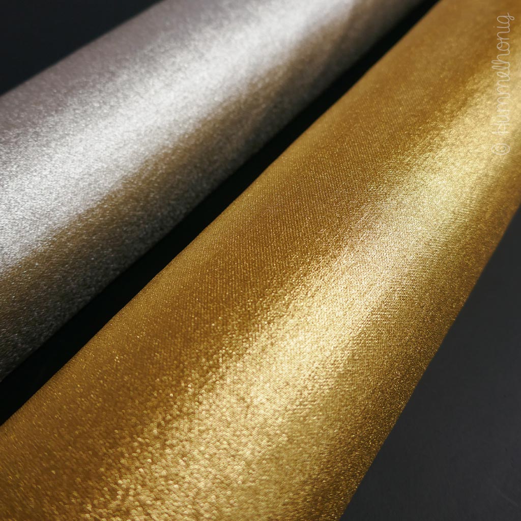 Stretch Stoff gold silber